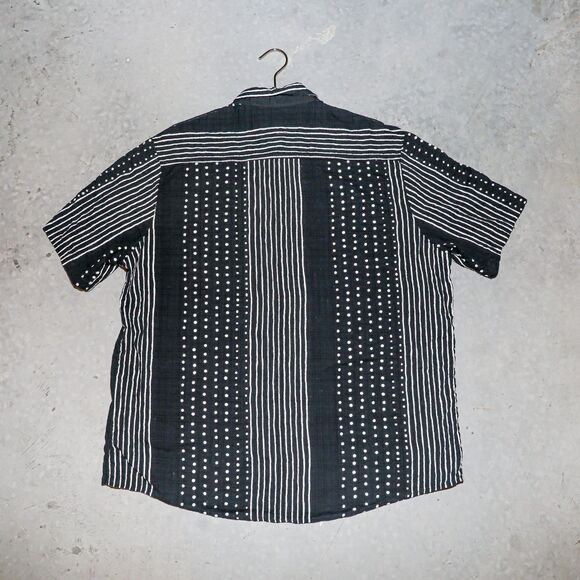 Button Down Mens Shirt Black Striped Short Sleeve Casual Formal Shirt Size XL - Picture 2 of 3